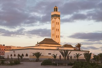 Eddarham Mosque at sunset in Dakhla, Morocco