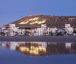 Skyline of Agadir at sunset in Morocco