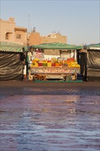 Juice stall in market in Marrakesh, Morocco