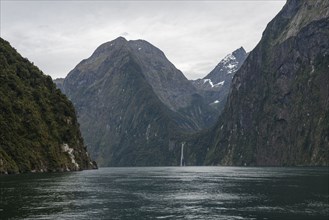 Mountains by sea in Milford Sound, New Zealand