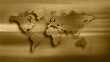 Illustration of gold world map