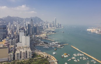 Cityscape by sea in Hong Kong, China