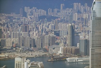 Cityscape with Nina Tower in Hong Kong, China