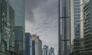 Modern office buildings on street in Hong Kong, China