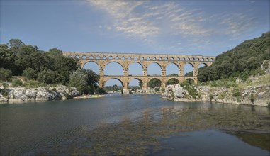 Pont du Gard over Gardon River in Vers-Pont-du-Gard, France