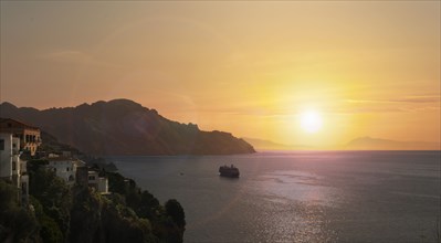Amalfi Coast at sunset in Italy