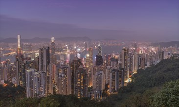 Cityscape at sunset from Victoria Peak in Hong Kong, China