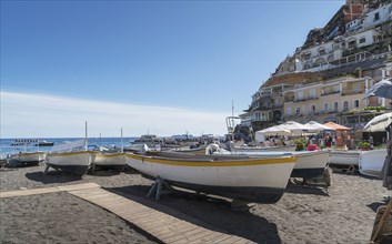 Boats on beach in Positano on Amalfi Coast, Italy