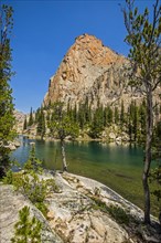 Lake under rock mountain in Stanley, Idaho, USA