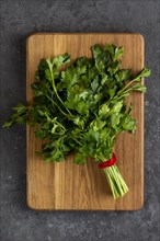 Bunch of parsley on cutting board