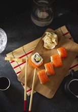 Traditional japanese sushi rolls