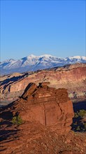Rock formations and mountain landscape in Capitol Reef National Park, USA