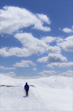Woman hiking on Loveland Pass in Colorado, USA