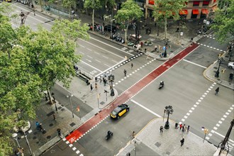 High angle view of street in Barcelona, Spain