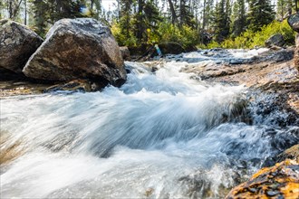 Long exposure of flowing stream in Stanley, Idaho
