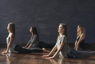 Women during yoga class