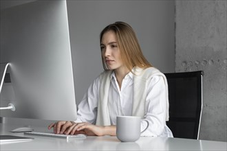 Businesswoman concentrating while working at computer