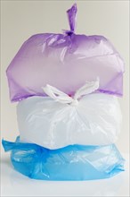 Plastic bags on white background