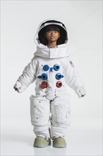 Girl wearing space suit