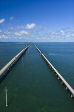 Aerial view of Seven Mile Bridge in Florida Keys, USA