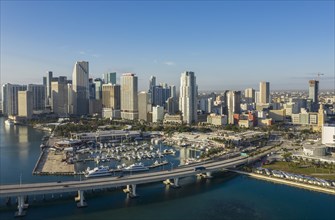 Marina by skyline of Miami, USA