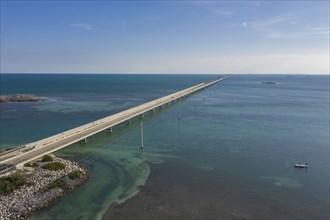 Aerial view of Seven Mile Bridge in Florida Keys, USA