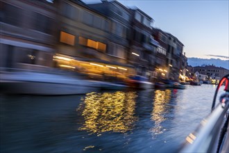 Long exposure shot of Grand Canal at sunset in Venice, Italy