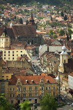 Cityscape of old buildings in Brasov