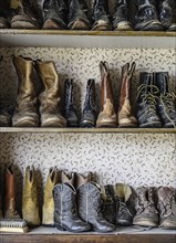 Shelves of cowboy boots