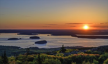 Islands in Frenchman Bay at sunrise in Acadia National Park