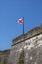 Cross of Burgundy flag on Castillo de San Marcos in St. Augustine