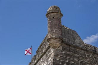 Cross of Burgundy flag on Castillo de San Marcos in St. Augustine