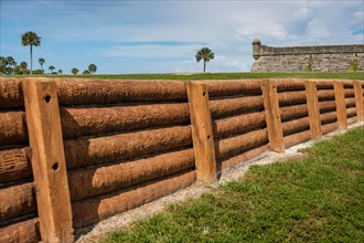 Wooden fence by Castillo de San Marcos in St. Augustine