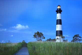 Bodi Island Lighthouse at sunset in North Carolina