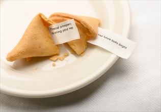 Fortune cookies on plate