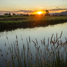 River at sunset in Picabo, Idaho, USA