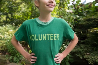 Girl wearing volunteer t-shirt