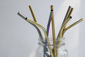 Reusable straws in glass jar