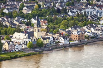 Buildings on bank of Rhine river in Koblenz, Germany
