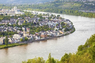 Buildings on bank of Rhine river in Koblenz, Germany