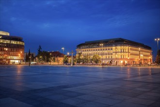 Pilsudski Square at night in Warsaw, Masovia, Poland