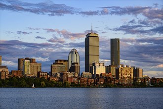 City skyline at sunset in Boston, Massachusetts, USA