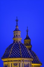 Domes of Church of Saint Louis of France at night in Seville, Andalusia, Spain