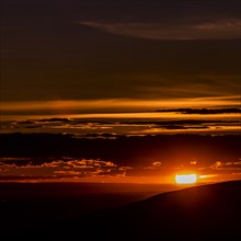 Silhouette of Boise Foothills at sunset in Boise, Idaho, USA