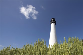 White lighthouse against sky in Key Biscayne, Florida, USA