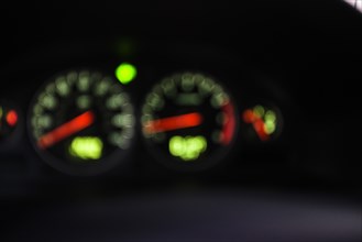 Speedometer in car in soft focus