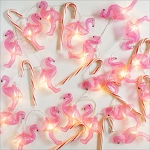 Flamingo fairy lights and candy canes