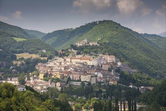 Cityscape by mountain in Cascia, Italy