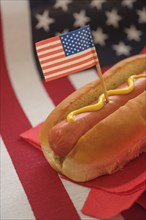 Hot dog on American flag