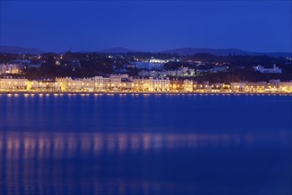 Buildings at night along waterfront of Douglas, Isle of Man